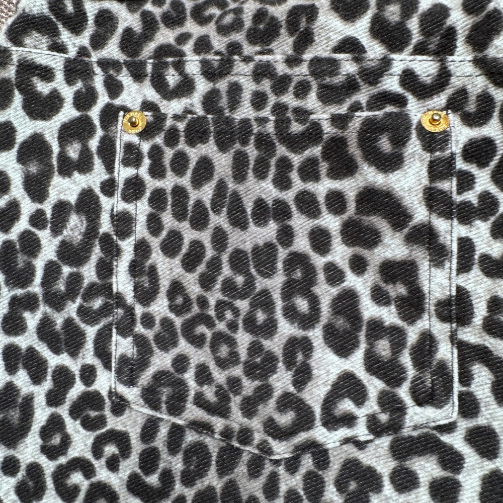 Michael Kors Womens Gray Black Leopard Print Skinny Pants Size M Gold Hardware - Picture 9 of 10